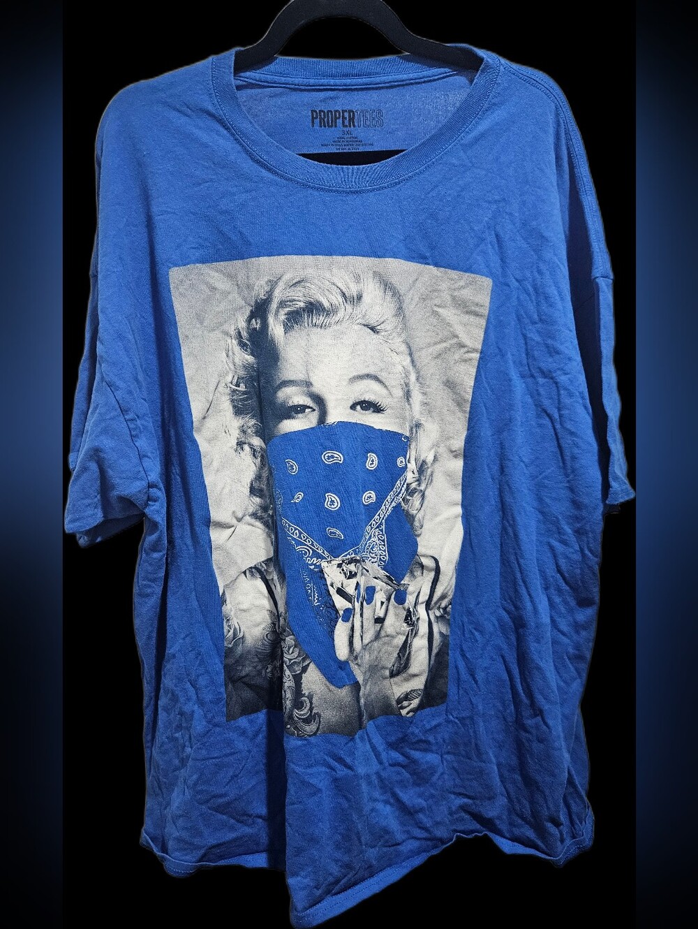 Mens' Graphic Tee in Royal Blue - Bandana Marilyn Monroe Print